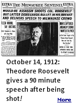 Teddys long-winded speeches saved his life that day: The bullet traveled through a 50-page copy of his prepared speech and the steel eyeglasses case he carried in the same pocket.